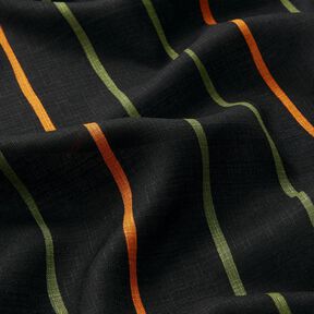 Tessuto in viscosa strutturata a righe colorate – nero, 