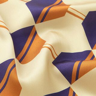 satin in poliestere, motivo grafico – crema, 