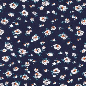 Tessuto in viscosa con pioggia floreale – blu notte, 