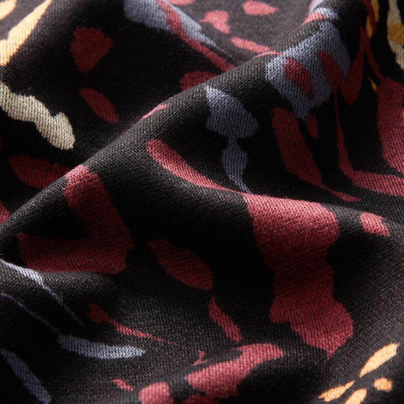 jersey di viscosa Macchie di colore astratte – nero/rosso Bordeaux, image number 2