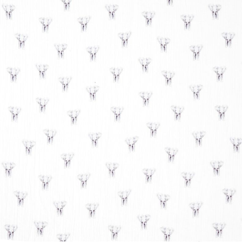 GOTS mussolina / tessuto doppio increspato Elefante stampa digitale – bianco,  image number 1