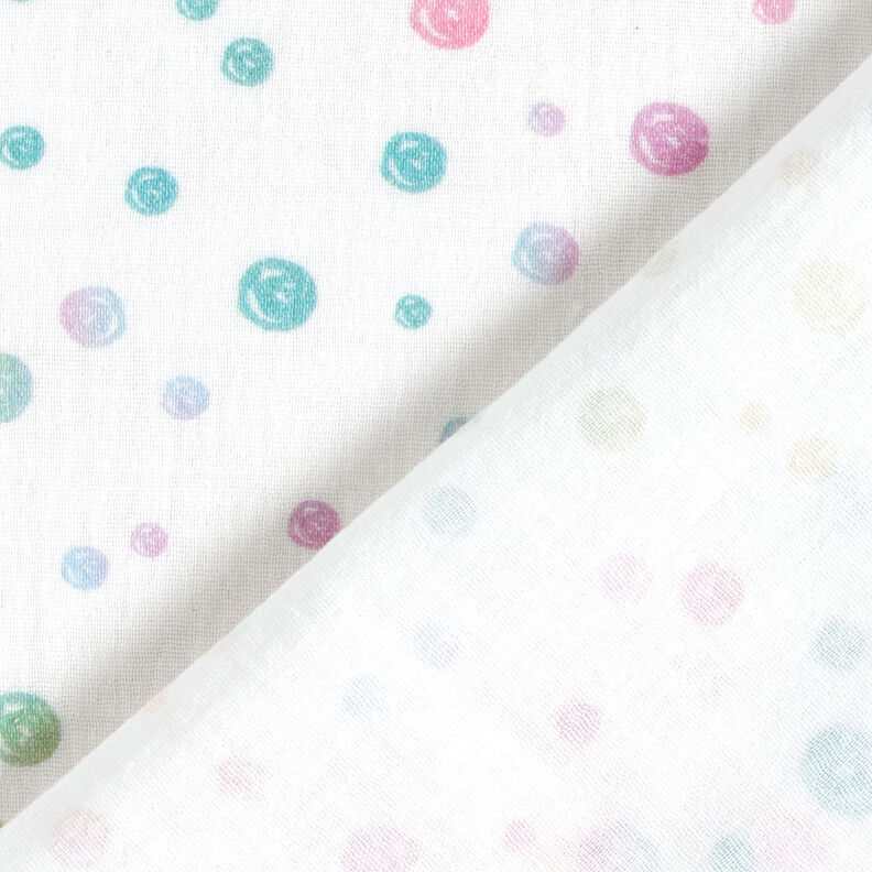 mussolina / tessuto doppio increspato Pois scarabocchiati multicolore stampa digitale – bianco lana,  image number 4