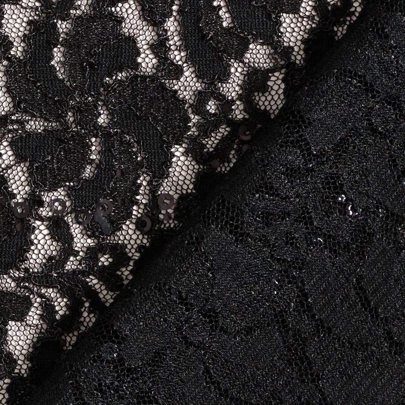 Fiori di paillettes di pizzo – nero,  image number 4