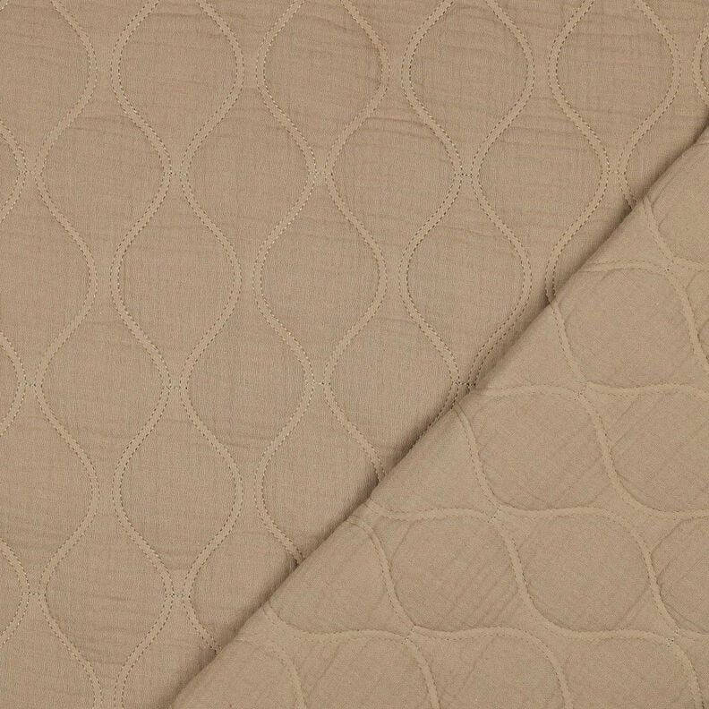 tessuto trapuntato mussola Onde – beige scuro,  image number 4