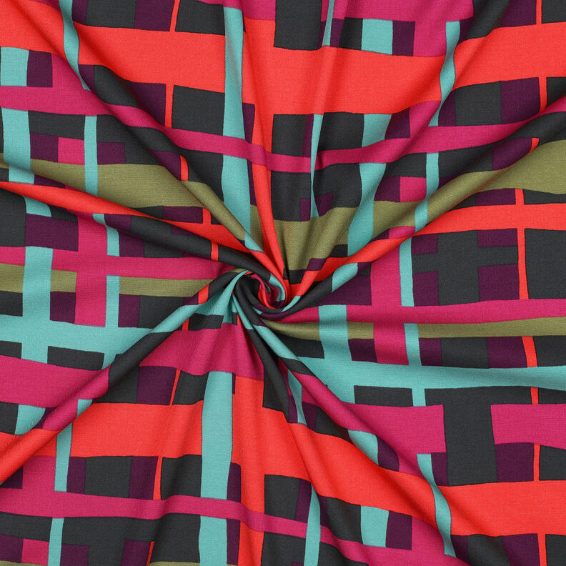 tessuto in viscosa stretch Line Layers | Nerida Hansen – rosso merlot/arancione,  image number 3