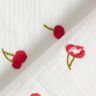 mussolina / tessuto doppio increspato Ciliegie ricamate | Poppy Fabrics – bianco/rosso fuoco,  thumbnail number 4