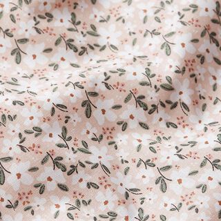 Popeline di cotone biologico con delicati fiori – rosé, 