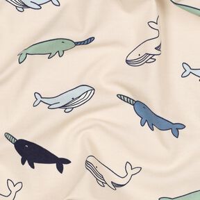 jersey di cotone Grazione balene | Poppy Fabrics – anacardo/blu marino, 