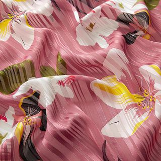 chiffon satin, righe brillanti e grandi fiori – rosa anticato, 