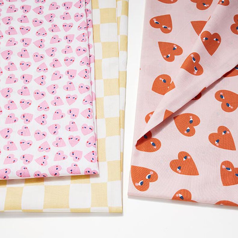 tessuto in cotone cretonne Grandi cuori – rosé/rosso, image number 5