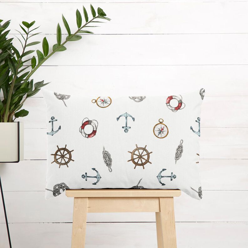 tessuto arredo panama Stile navy – bianco,  image number 7