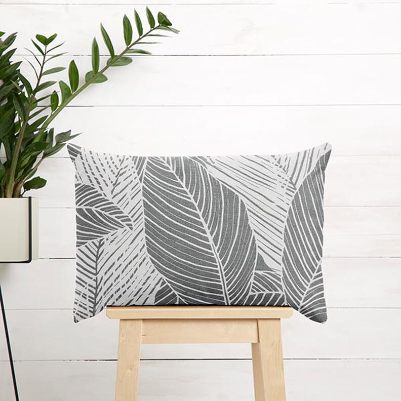 tessuto arredo tessuti canvas grandi foglie – grigio, image number 8