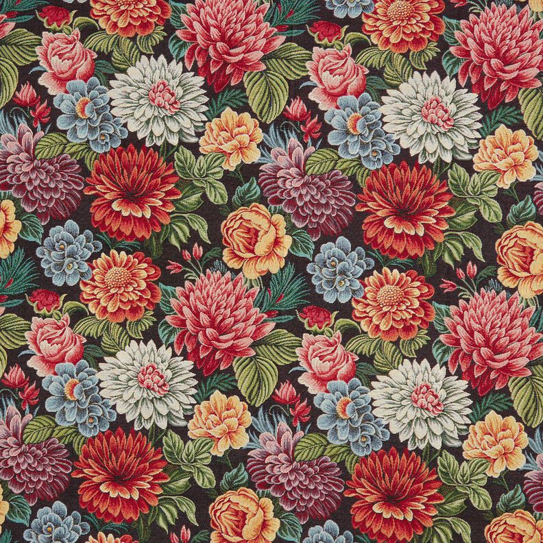 tessuto arredo gobelin Grandi fiori – nero/rosso,  image number 1