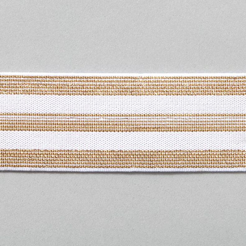 nastro elastico a righe [40 mm] – bianco/oro,  image number 1