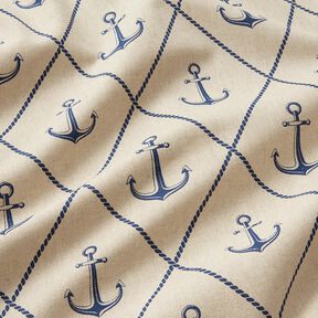 tessuto arredo mezzo panama Ancora classica – naturale/blu marino, 