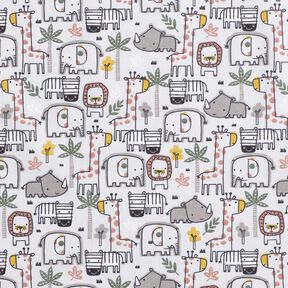 tessuto in cotone cretonne piccoli animali selvatici – grigio argento, 