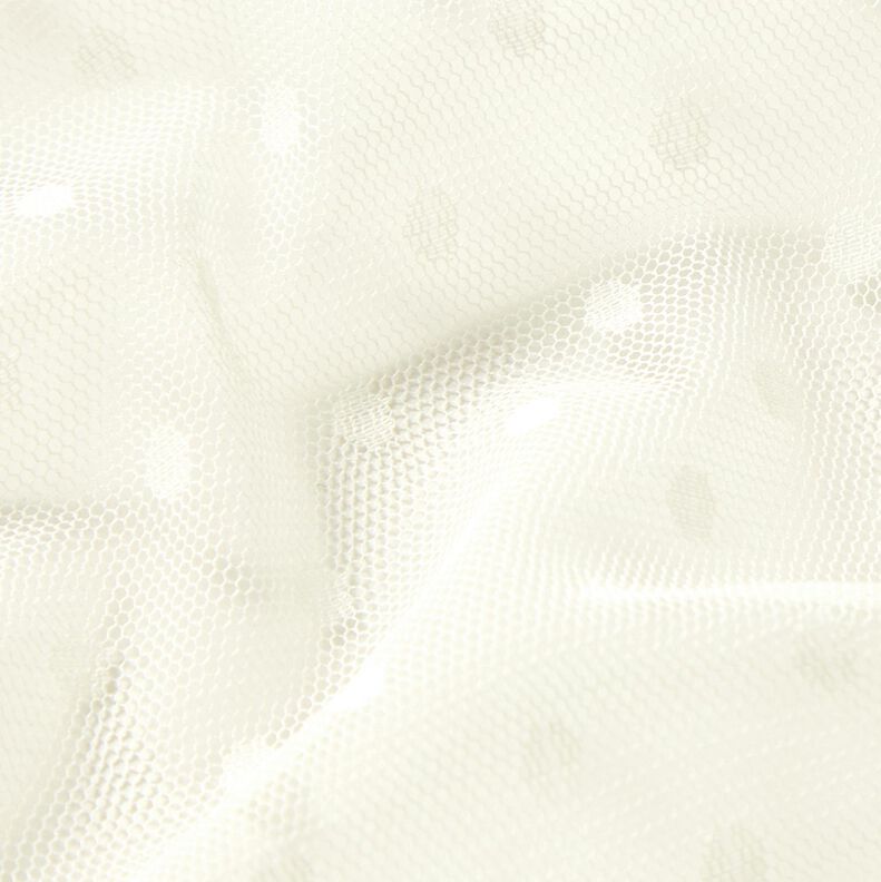 Tessuto a rete soft a pois – bianco lana,  image number 3