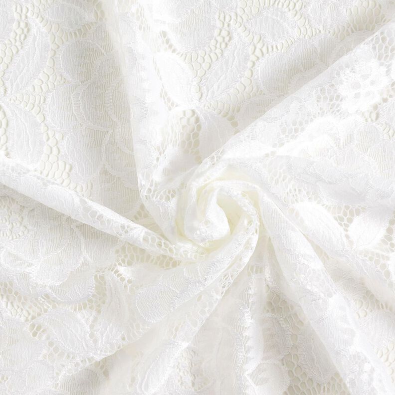 pizzo elastico Boccioli e foglie – bianco lana,  image number 4