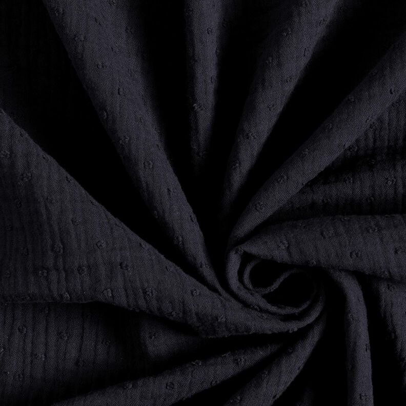 mussolina / tessuto doppio increspato dobby – nero,  image number 3