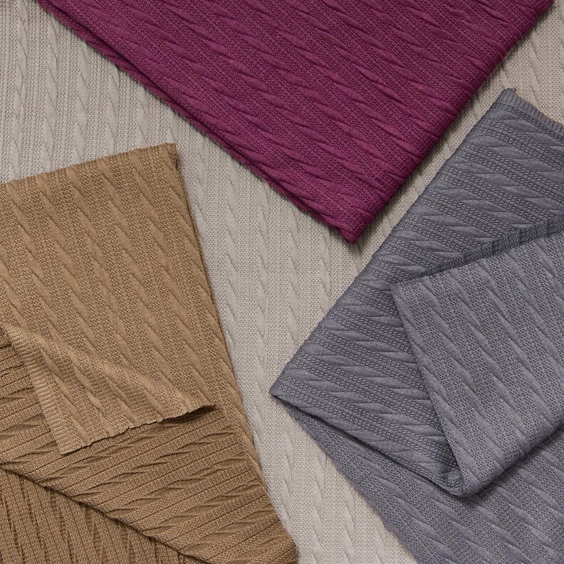 maglia cloqué Motivo a treccia – grigio seta,  image number 5
