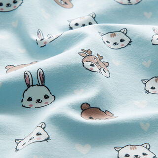 jersey di cotone teneri musi di animali – azzurro baby, 