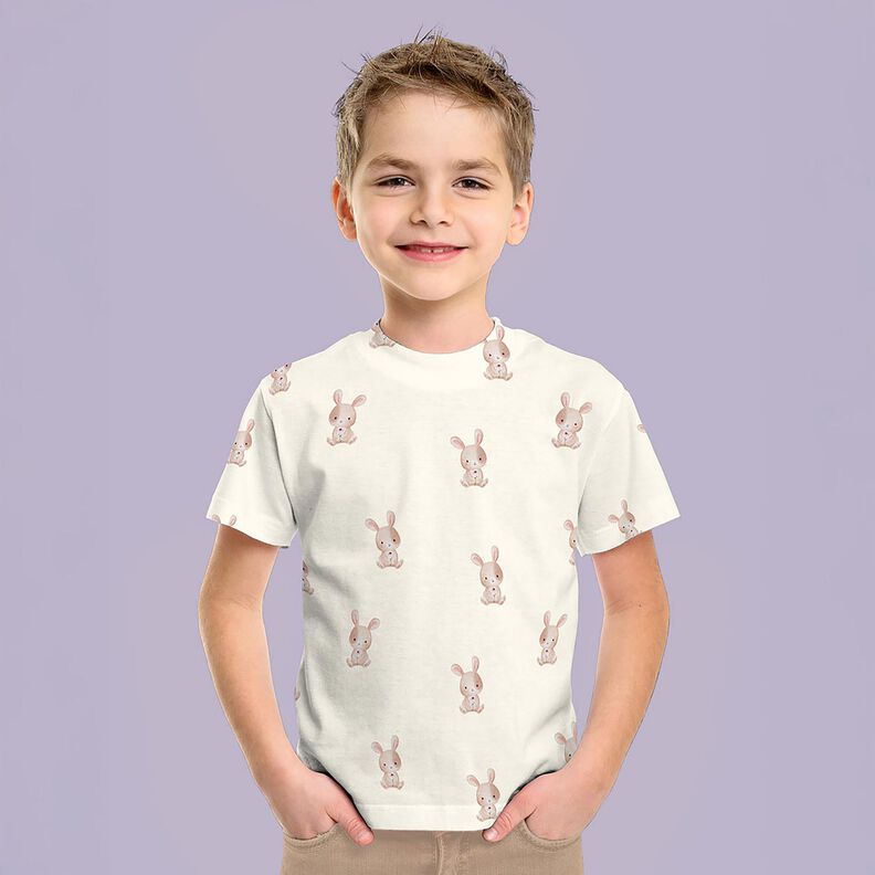 GOTS jersey di cotone Coniglio con fiore stampa digitale – avorio, image number 7