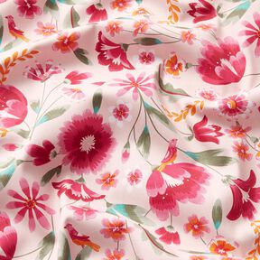 tessuto arredo tessuto spinato in cotone Fiori primaverili – rosé/lampone, 