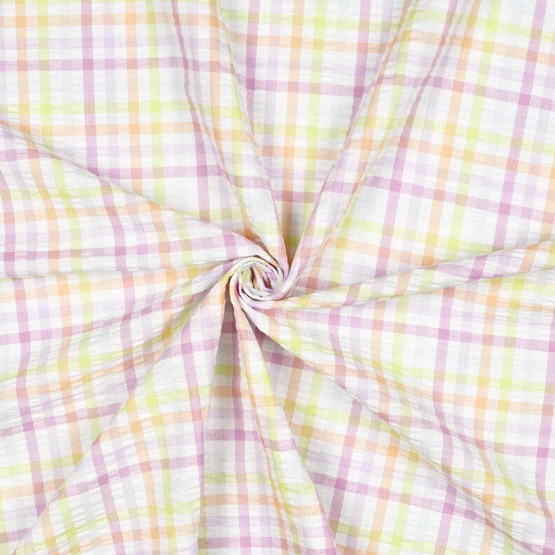 seersucker Misto cotone Quadri colorati – bianco/violetto pastello,  image number 3