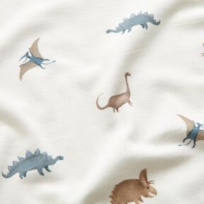 GOTS jersey di cotone Dinosauri contenti stampa digitale – avorio, 