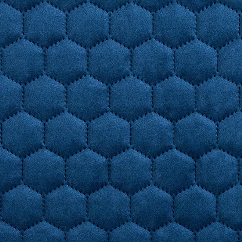 tessuto tappezzeria velluto trapuntato motivo a nido d’ape – blu marino,  image number 1