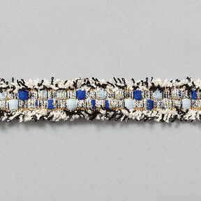 bordura tweed [20 mm] – bianco lana/oro, 