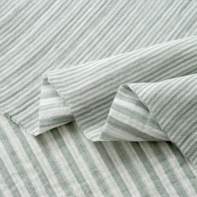 mussolina / tessuto doppio increspato double face Righe – canna palustre/bianco,  image number 3