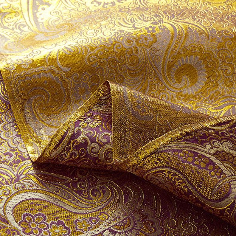 jacquard abbigliamento, paisley effetto metallizzato – lillà/oro,  image number 3