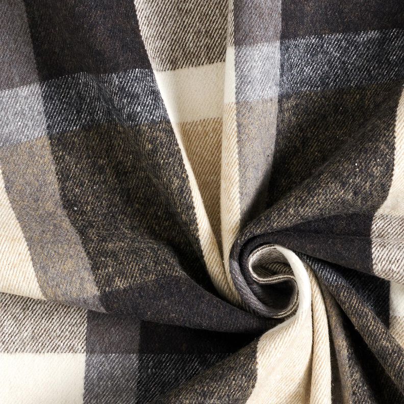 tessuto per cappotti Misto cotone Grandi quadri scozzesi – beige chiaro/argento anticato,  image number 3