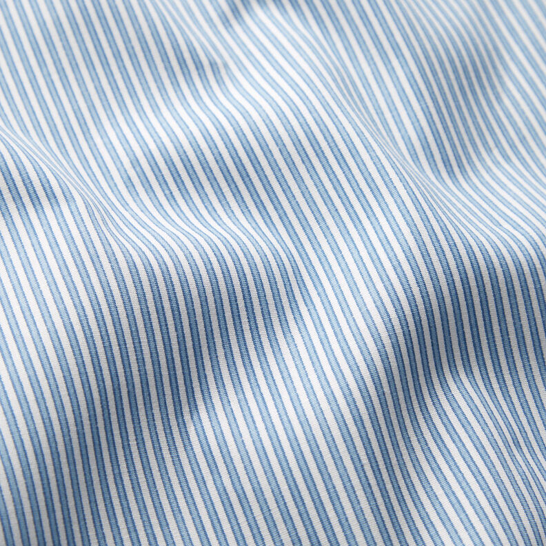 Tessuto elasticizzato per camicia a righe strette – bianco/azzurro,  image number 2
