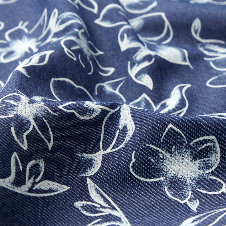 chambray Fioriture estive – blu marino/bianco lana,  image number 2