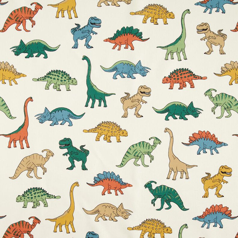 tessuto arredo mezzo panama Dinosauri marcati – bianco lana/verde scuro, image number 1