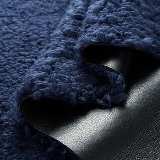 Similpelle tinta unita con retro in pelliccia sintetica – nero/blu marino, 