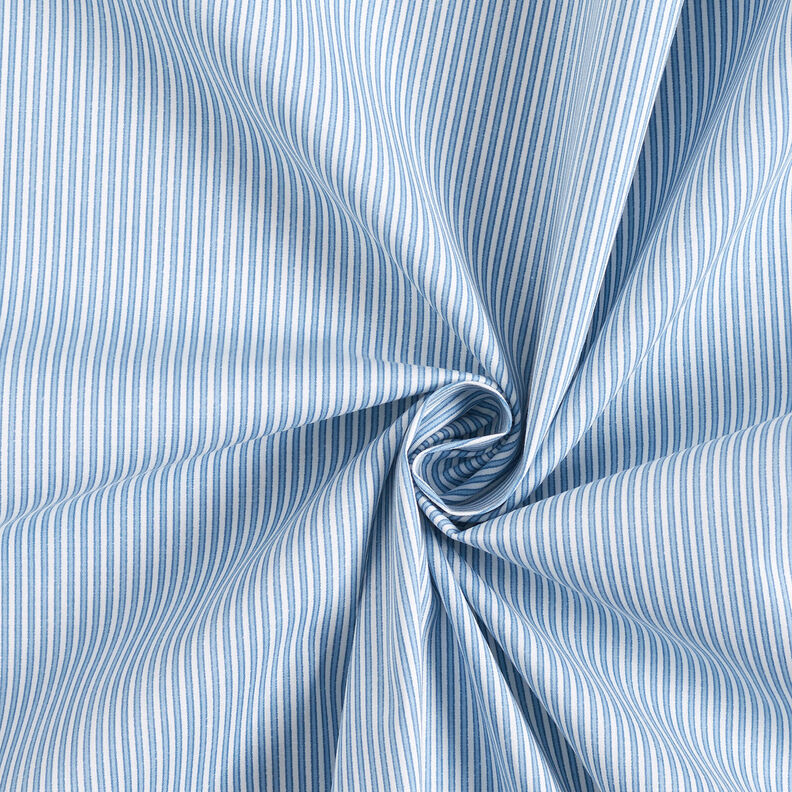 Tessuto elasticizzato per camicia a righe strette – bianco/azzurro,  image number 4