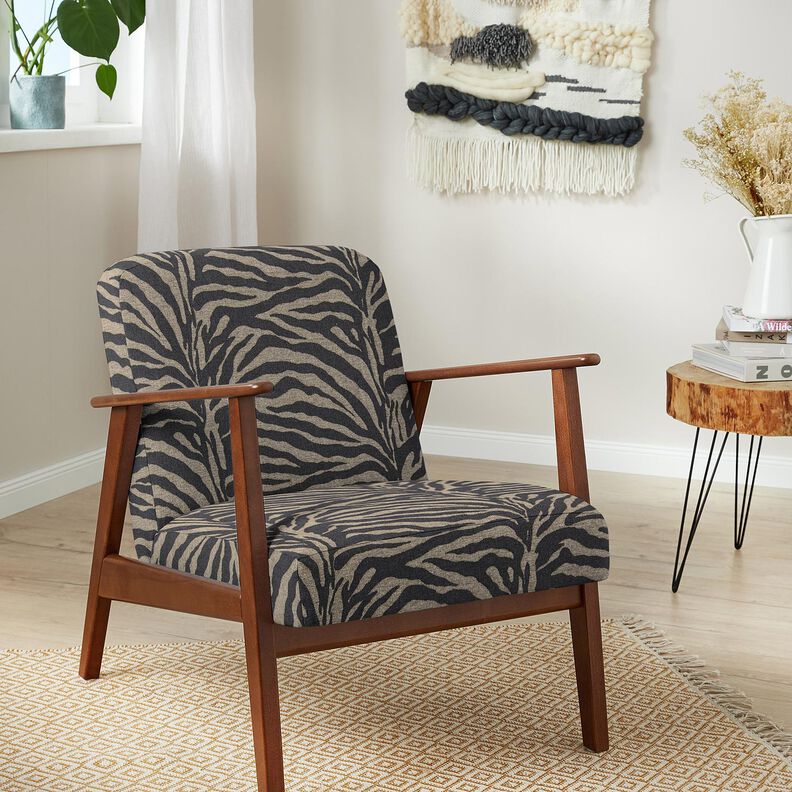 tessuto da tappezzeria Jacquard zebra – cachi/nero, image number 7