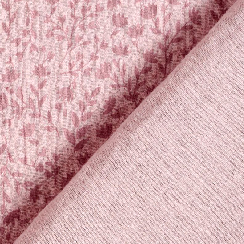 mussolina / tessuto doppio increspato Viticci di fiori bicolori – rosa antico chiaro, image number 4