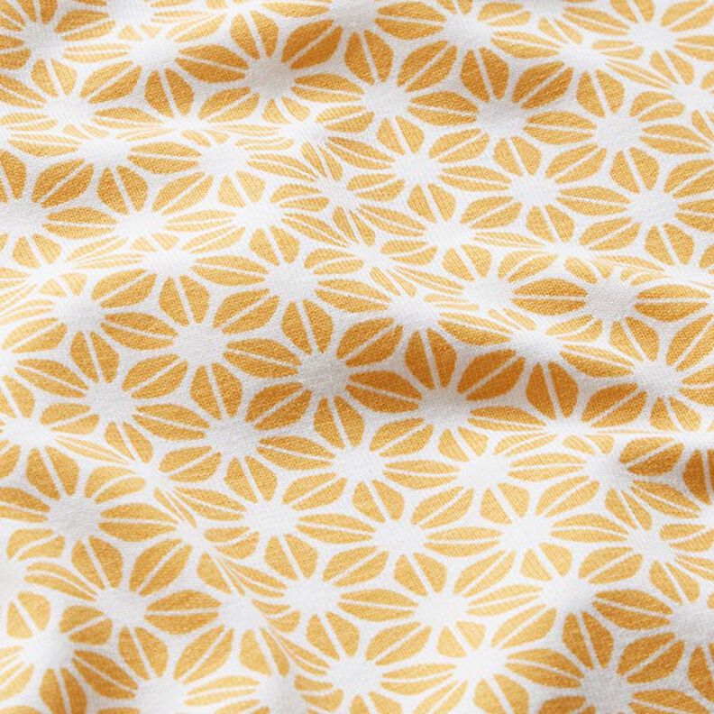 jersey di cotone Motivo floreale astratto – bianco lana/giallo curry,  image number 2