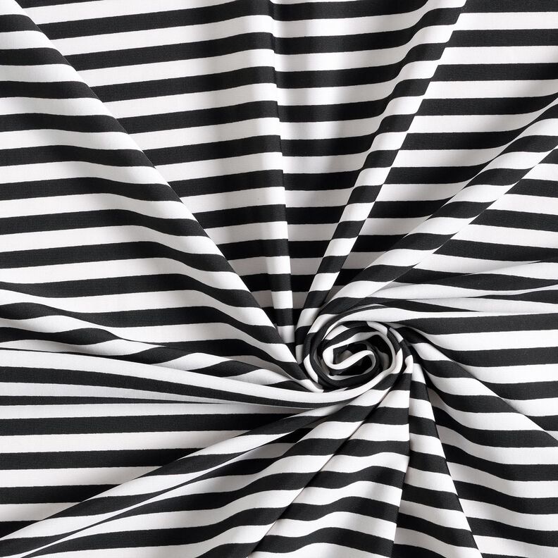 Tessuto per costumi da bagno a righe sottili – nero/bianco,  image number 3