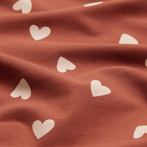 French terry, felpa estiva cuori sparsi &ndash; rosso scuro, 