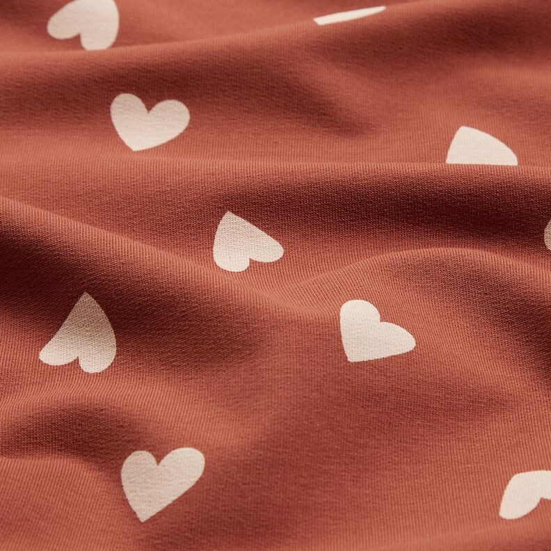 French terry, felpa estiva cuori sparsi &ndash; rosso scuro,  image number 2