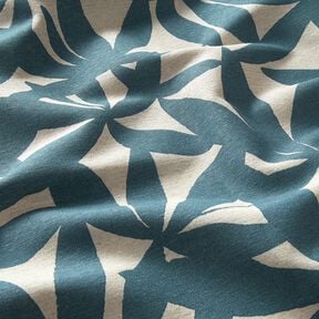 tessuto arredo mezzo panama Semplici foglie – blu oceano/naturale, 
