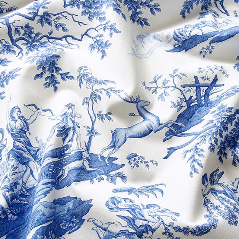 tessuto arredo tessuti canvas antichità 280 cm – blu reale/bianco,  image number 2