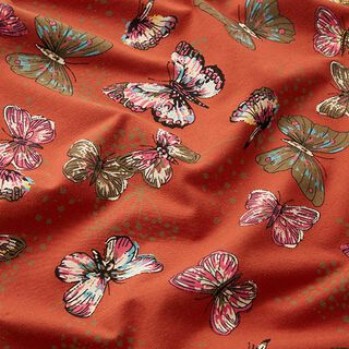 jersey di cotone Farfalle – terracotta, 