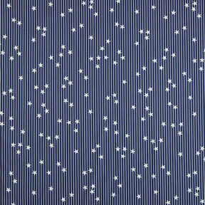 popeline di cotone Strisce e stelle – blu marino/bianco, 
