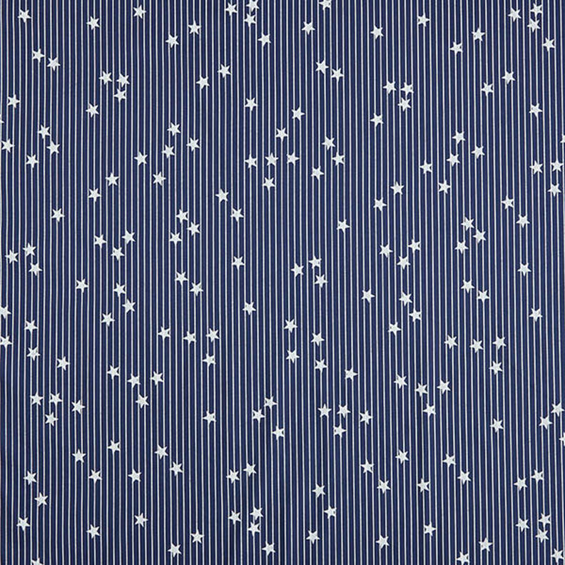 popeline di cotone Strisce e stelle – blu marino/bianco,  image number 1
